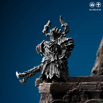 Black Knight figure on a stone ledge