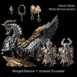 Winged Bastion and two Undead Crusader figures with interchangeable heads