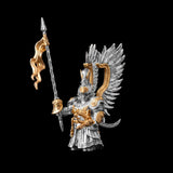 Winged Hussar Complete Edition figure with all accessories in 18k white gold plated white bronze and 18k gold plated brass