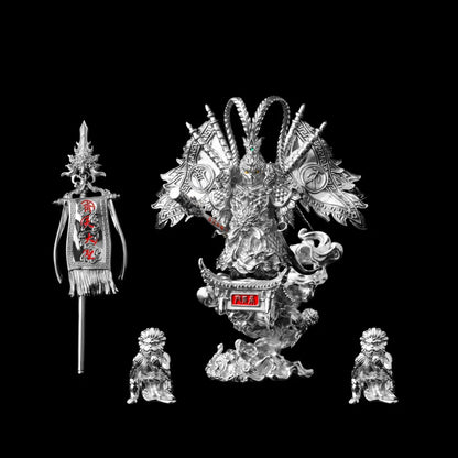 Wukong figure on a base with banners and small monkey figures