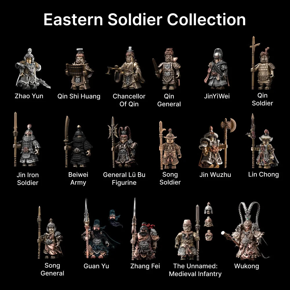 Collection of historical warrior figures including Wukong