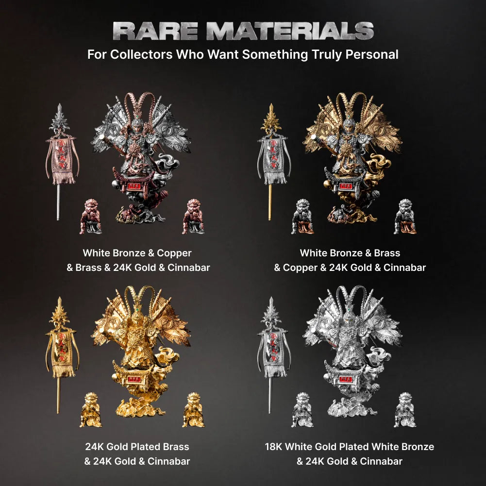 Wukong figures shown in different color combinations