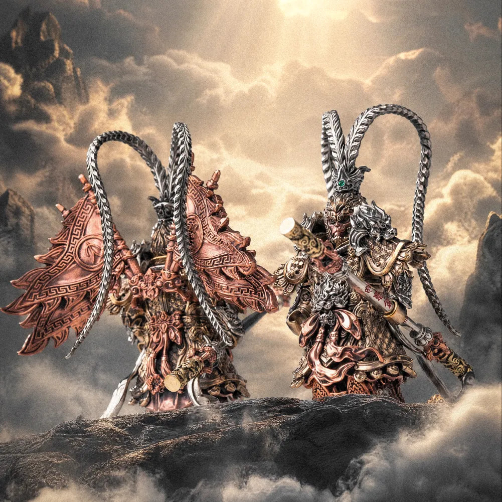 Two Wukong figures in a fantasy landscape