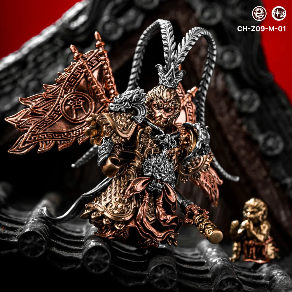 Wukong figure with banners on a sculpted base