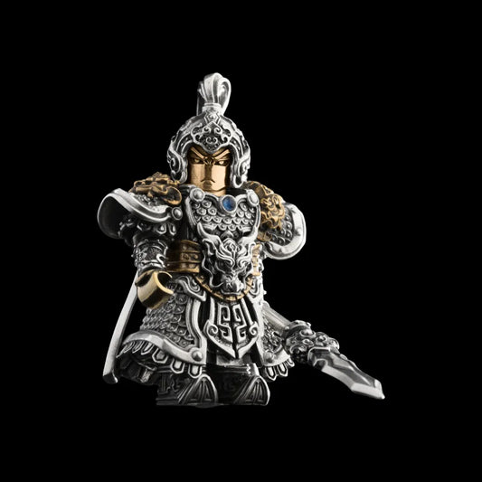 Zhao Yun in White Bronze and Brass - detail view 01